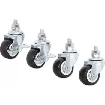Intellinet Basic Line Caster Wheel Set for 19 inch Wall-Mount Cabinets, 4 Wheels (2 Braked), 60 kg Load, Black/Silver 716819
