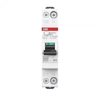 ABB DS301CA-B13/0.03 RCBO 1P+N 13A B Curve 30mA 6kA Type A 2CSR255163R1135