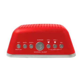 AIWA CRU-19RD Red Radio Alarm Clock with FM/AM Tuner, Dual Alarm, Snooze, Sleep Timer, LED Display, Battery Backup