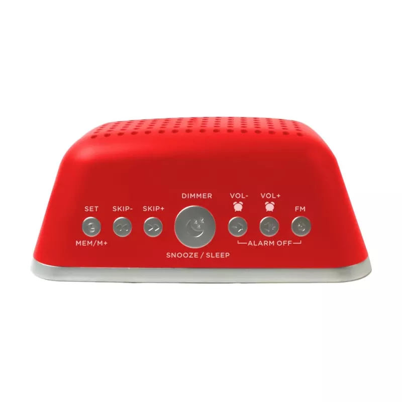 AIWA CRU-19RD Red Radio Alarm Clock with FM/AM Tuner, Dual Alarm, Snooze, Sleep Timer, LED Display, Battery Backup