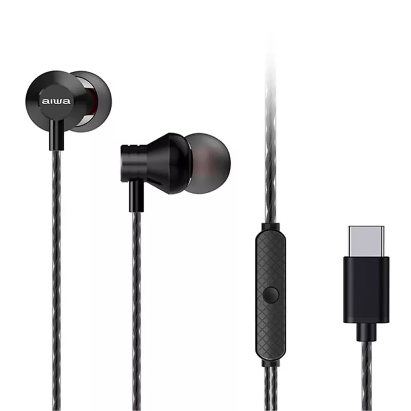 AIWA ESTM-50USB-C/BK In-Ear Stereo Headset with Microphone, USB-C, Black