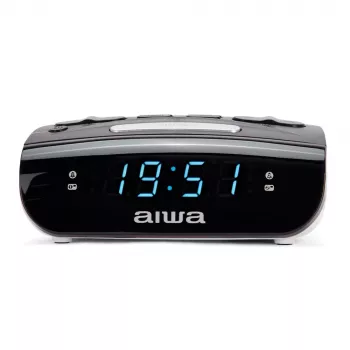 AIWA CR-15 Digital FM Clock Radio with Dual Alarm, LED Display, Sleep Timer - Black
