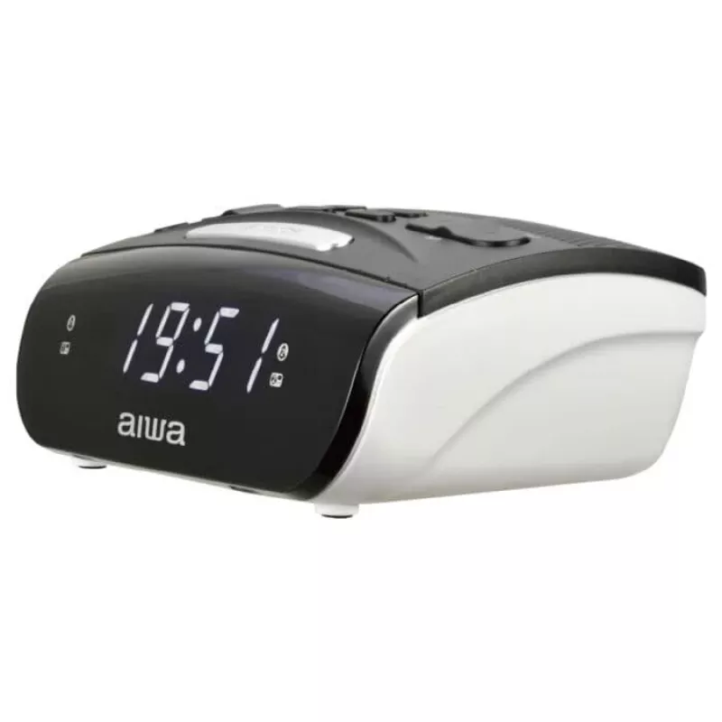 AIWA CR-15 Digital FM Clock Radio with Dual Alarm, LED Display, Sleep Timer - Black