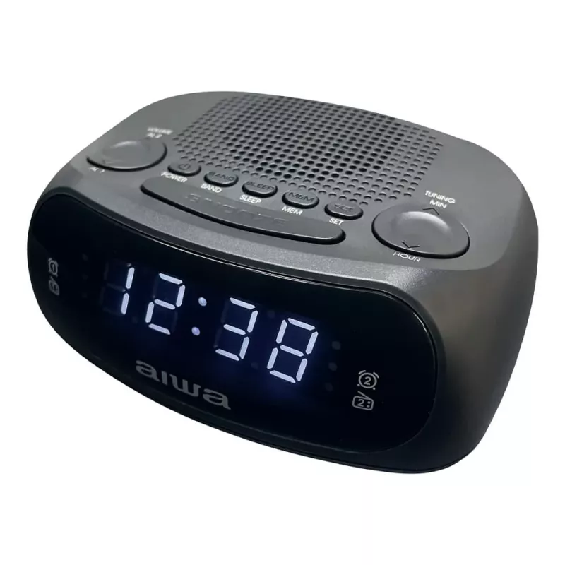 AIWA CR-09J FM Clock Radio with Dual Alarm, LED Display, Black