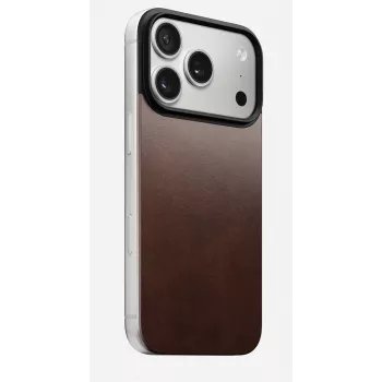 NOMAD Magnetic Leather Back for iPhone 17 Pro MagSafe Compatible Horween Leather Rustic Brown