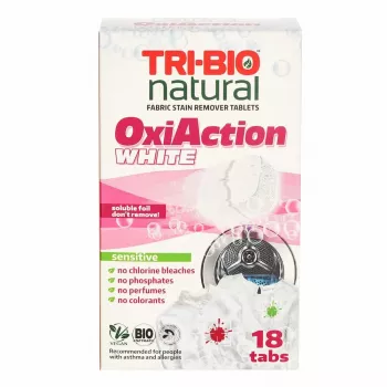 TRI-BIO Oxy-Action White Laundry Detergent Tablets, 18 Tablets