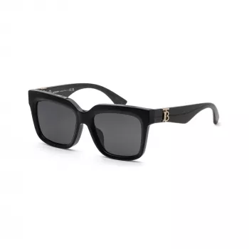 Burberry BE4419F300187 Women's Square Sunglasses, Black Frame, Grey Lenses, 54mm