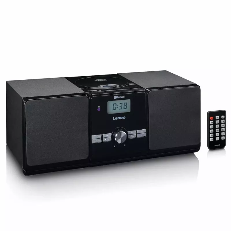 Lenco MC-030BK Micro Music System with Bluetooth, CD, FM Radio, USB, AUX, Black