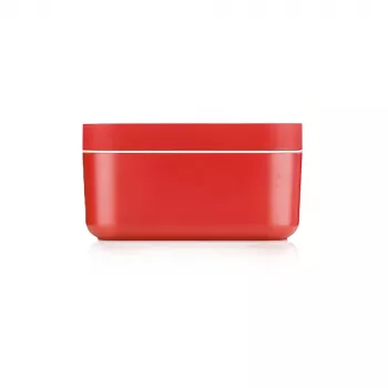 LEKUE Ice Box with Lid, Red - 2.5L Ice Cube Tray & Storage Container, Makes 132 Small Ice Cubes, Platinum Silicone & PP, BPA Free, Dishwasher Safe