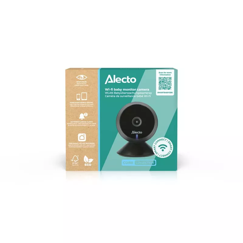 Alecto SMARTBABY5BK Digital Video Baby Monitor, 2.4 GHz FHSS, 2.4 inch Colour LCD, Night Vision, Two-Way Talk, Temperature Sensor, Lullabies, VOX, Black