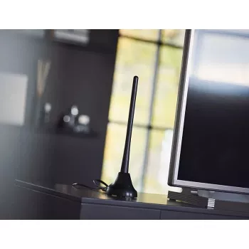 PHILIPS SDV5100/12 Indoor TV Antenna with 18 dB Amplification, UHF/VHF/FM, Black