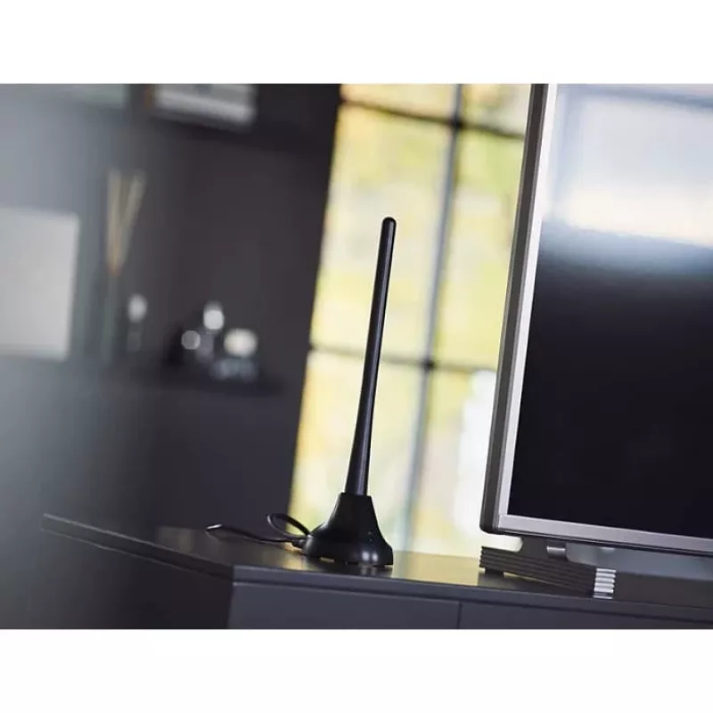PHILIPS SDV5100/12 Indoor TV Antenna with 18 dB Amplification, UHF/VHF/FM, Black