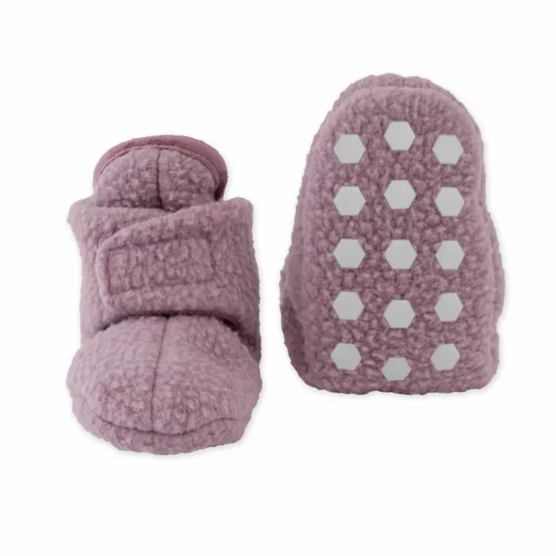 Lodger Slipper Teddy Baby Slippers, Rose, 6-12 Months, Anti-Slip Sole, Fleece