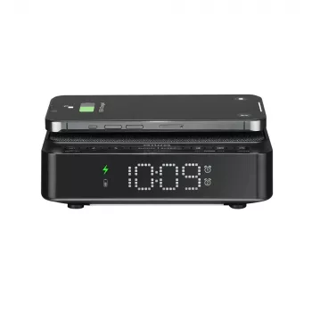 AIWA CR-30/BK Digital Alarm Clock with LED Display, FM/PLL Radio, Black