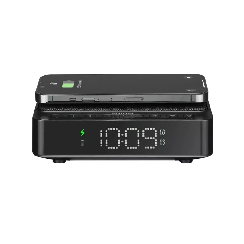 AIWA CR-30/BK Digital Alarm Clock with LED Display, FM/PLL Radio, Black