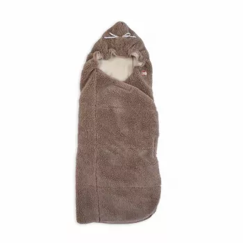 Lodger Wrapper Teddy Baby Wrap Blanket, Buffalo Plaid, 100x100 cm, Fleece, Velcro, Hood with Ears