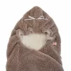 Lodger Wrapper Teddy Baby Wrap Blanket, Buffalo Plaid, 100x100 cm, Fleece, Velcro, Hood with Ears
