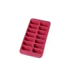 LEKUE Rectangular Ice Cube Tray with Lid, Red, 15 Cubes, Platinum Silicone