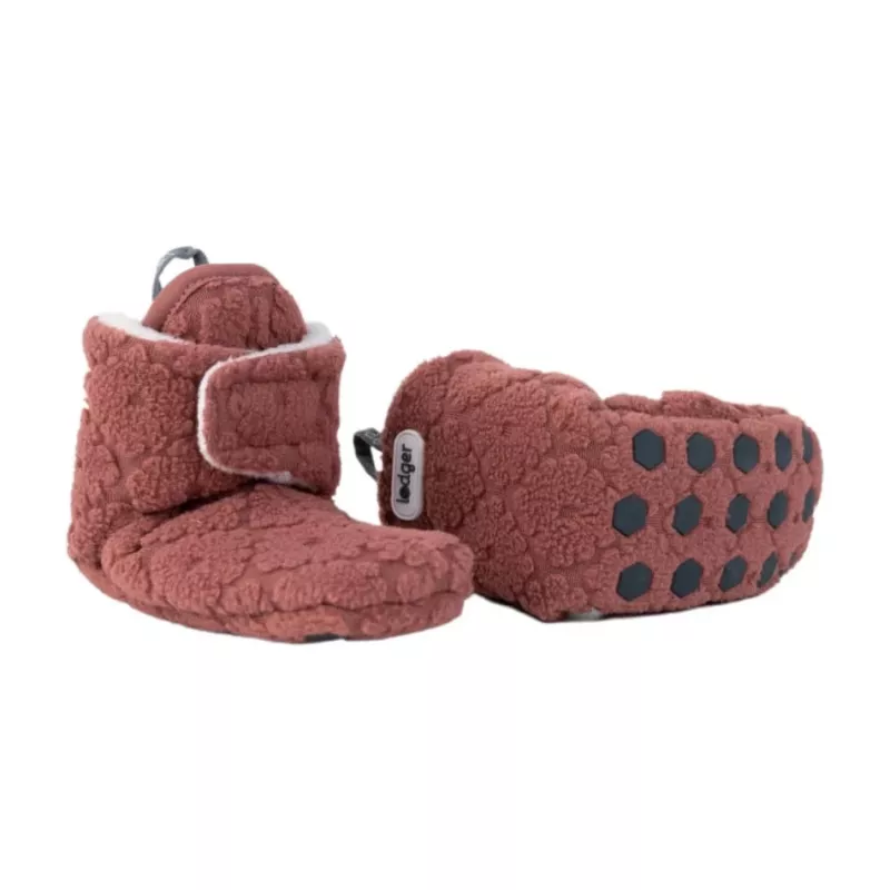 Lodger Slipper Folklore Fleece Baby Slippers, 6-12 Months, Rosewood