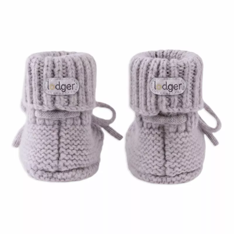 Lodger Slipper Merino Wool Baby Booties, Stone, 0-6 Months