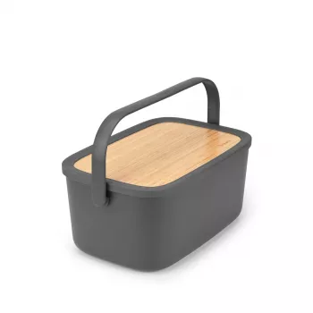 Brabantia Roll Top Bread Bin, Matt Dark Grey, 2-Loaf Capacity, Steel