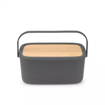 Brabantia Roll Top Bread Bin, Matt Dark Grey, 2-Loaf Capacity, Steel