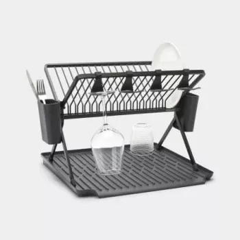 Brabantia Foldable Dish Drying Rack, Large, Dark Grey