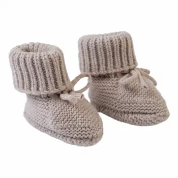Lodger Slipper Folklore Merino Wool Baby Slippers, Beige, 0-6 Months