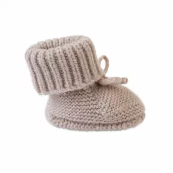 Lodger Slipper Folklore Merino Wool Baby Slippers, Beige, 0-6 Months