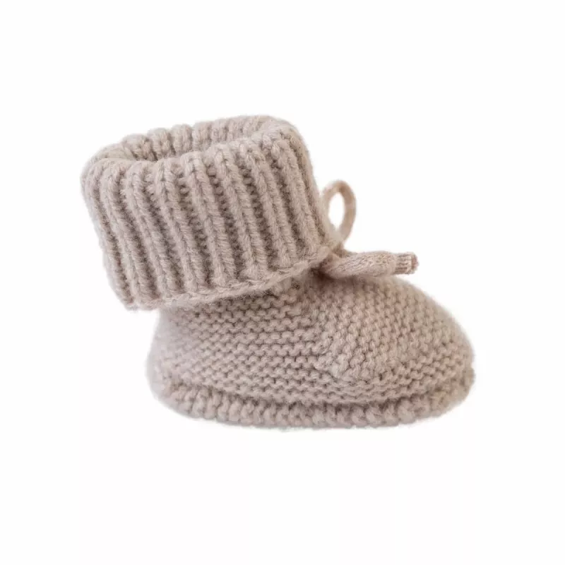 Lodger Slipper Folklore Merino Wool Baby Slippers, Beige, 0-6 Months