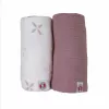 Lodger Swadler Solid Matcha Cotton Swaddle, Powder Rose, 110x110 cm, 2-Pack