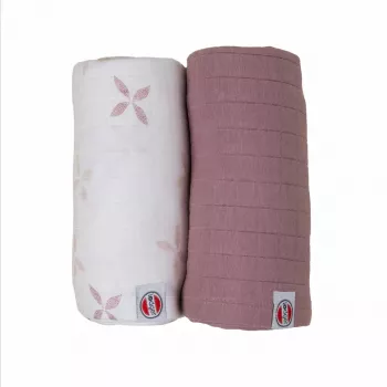 Lodger Swadler Solid Matcha Cotton Swaddle, Powder Rose, 110x110 cm, 2-Pack