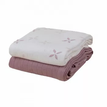 Lodger Swadler Solid Matcha Cotton Swaddle, Powder Rose, 110x110 cm, 2-Pack