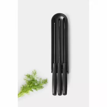 Brabantia Tasty+ In-Drawer Knife Block Set, Dark Grey, 3 Knives
