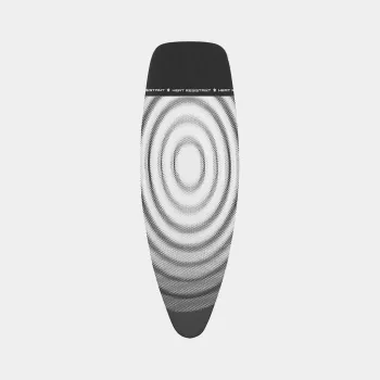 Brabantia Ironing Board Cover Titan Oval, 135 x 45 cm, Size D, 8 mm Padding, Cotton Top with Foam, Metallic Grey