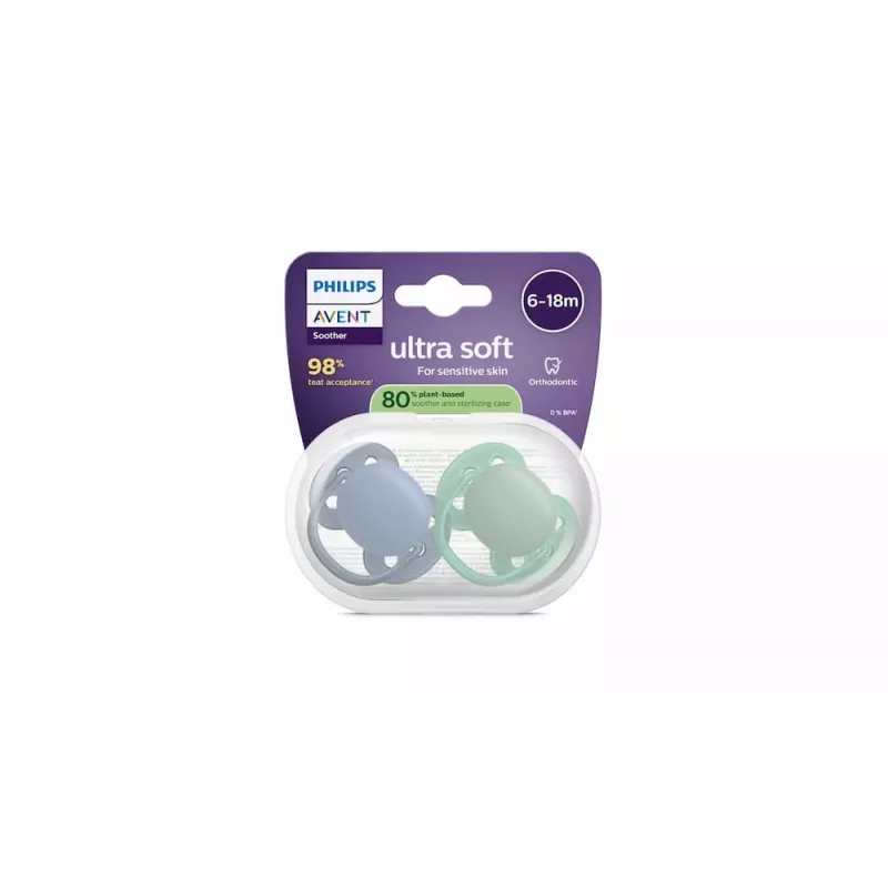 Philips Avent Ultra Soft Pacifier 6-18 Months, 2-Pack, Boy