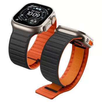 Spigen Athlex Air M Band for Apple Watch 8/9/10/11/SE/Ultra (44/45/46/49 mm) - Black/Orange