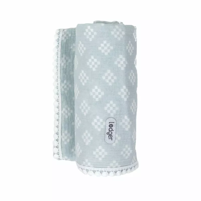 Lodger Swaddle Tribe Muslin Cotton Swaddle Blanket 120x120 cm Ice Flow