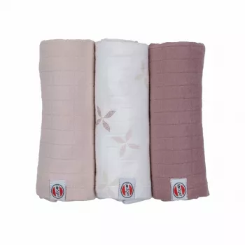 Lodger Swadler Solid Matcha Cotton Swaddle, Rose, 70x70 cm, 3 pcs