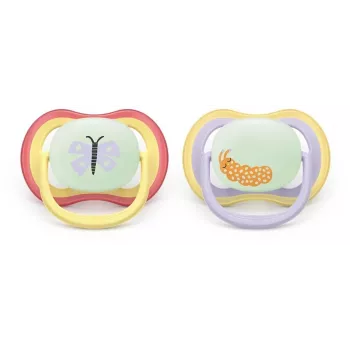 Philips AVENT Ultra Air Night Pacifier 0-6 Months, 2-Pack, Glow-in-the-Dark
