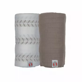 Lodger Swaddler Solid Matcha Cotton Muslin Swaddle, Birch/Buffalo, 110x110 cm, 2-Pack