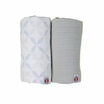 Lodger Swadler Solid Matcha Cotton Swaddle Blanket, Peppermint/Blue Fogg, 110x110 cm, 2-Pack