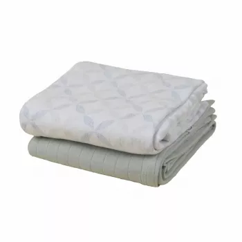 Lodger Swadler Solid Matcha Cotton Swaddle Blanket, Peppermint/Blue Fogg, 110x110 cm, 2-Pack