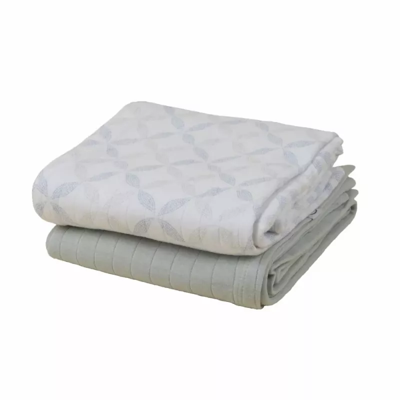 Lodger Swadler Solid Matcha Cotton Swaddle Blanket, Peppermint/Blue Fogg, 110x110 cm, 2-Pack
