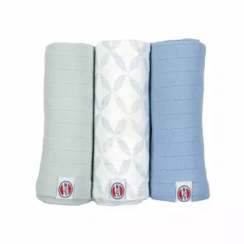 Lodger Swadler Solid Matcha Cotton Swaddle Blanket, Peppermint, 70x70 cm, 3 Pack