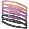 Nike Swoosh Sport Metallic Hairbands 6-Pack – Peach, Pink, Grey