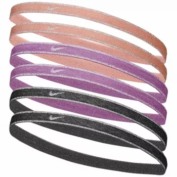 Nike Swoosh Sport Metallic Hairbands 6-Pack – Peach, Pink, Grey
