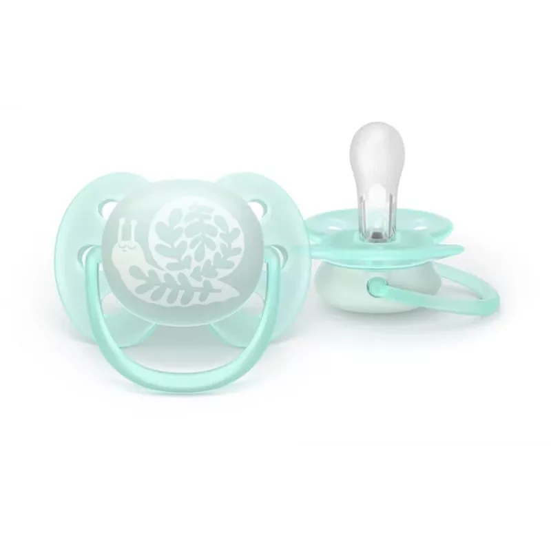 Philips Avent Ultra Soft DECO Pacifier 0-6 Months, 2-Pack, Silicone, BPA-Free, with Sterilizer Case