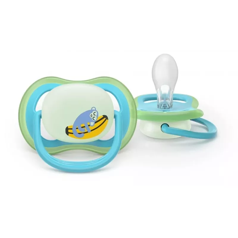 Philips Avent Ultra Air Night Pacifier 6-18 Months, 2-Pack, Boy, Glow-in-the-Dark