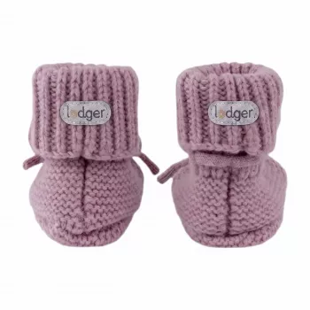 Lodger Slipper Merino Wool Baby Booties, Mauve, 0-6 Months